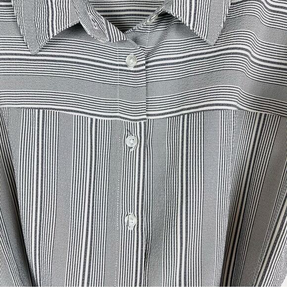 NWT Nina Leonard grey white stripe coastal preppy midi belted dress medium - Picture 6 of 10